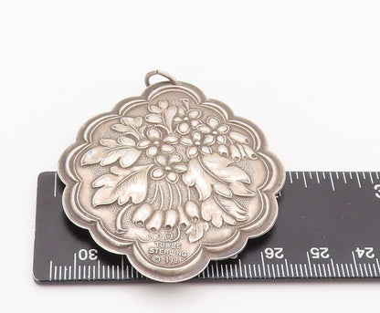 925 Sterling Silver Vintage Pendant TOWLE Solid Carved Flower Cloud  PT23416