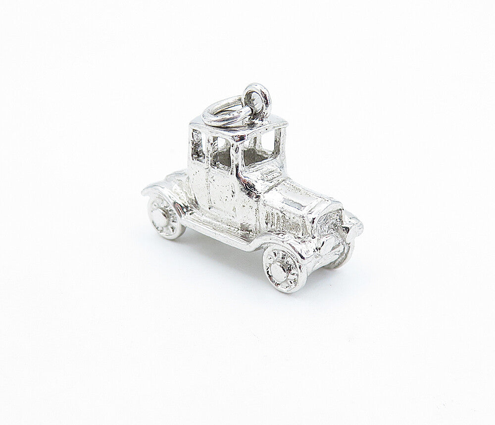 925 Sterling Silver  Vintage Petite Shiny Old Fashioned Car Pendant  PT4184