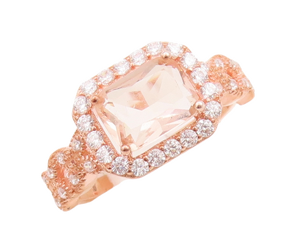 925 Sterling Silver Vintage Ring Rose Gold Plated Two Tone CZ  Sz 7  RG29231