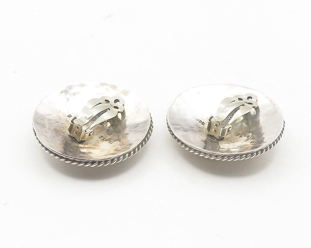 MEXICO 925 Silver Vintage Hematite & Multi Stone Non Pierce Earrings EG5942