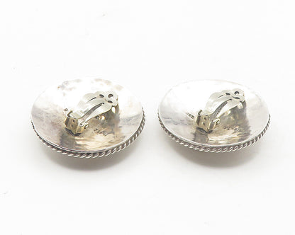 MEXICO 925 Silver Vintage Hematite & Multi Stone Non Pierce Earrings EG5942