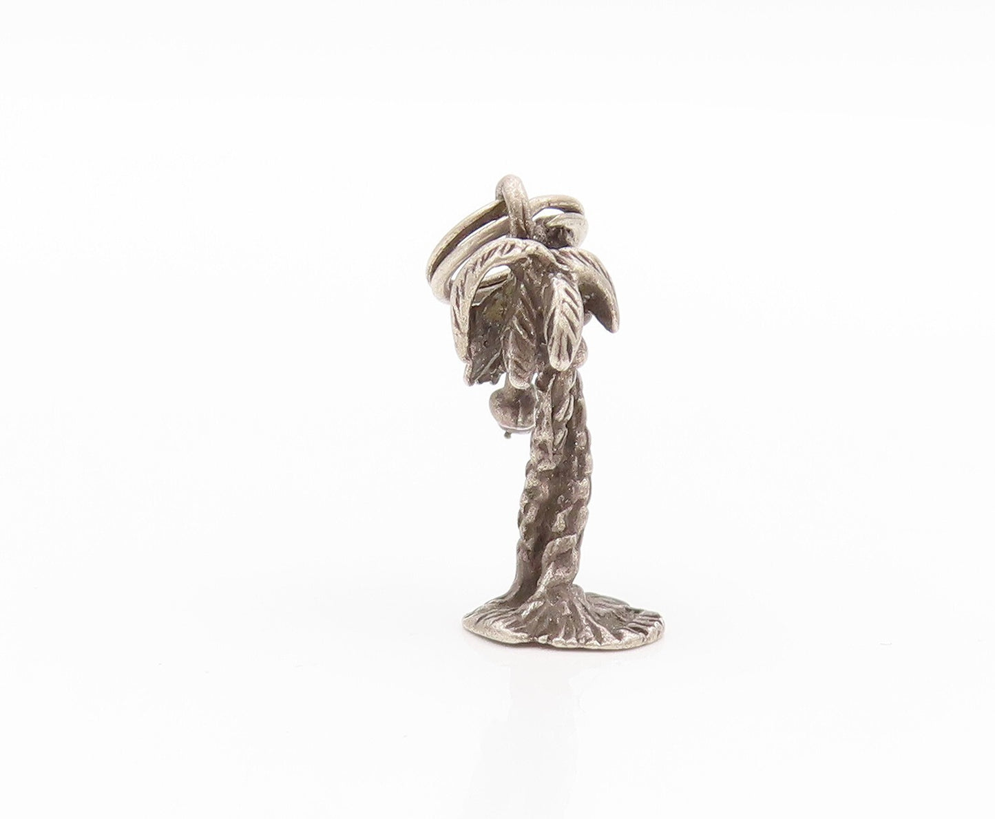 925 Sterling Silver Vintage Pendant Dark Tone Cutout Coconut Tree Charm  PT23919