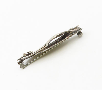 925 Sterling Silver  Vintage Shiny Floral Leaf Swirl Motif Brooch Pin  BP6472
