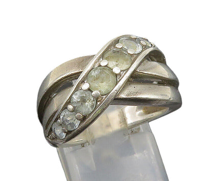 925 Sterling Silver  Vintage Open Crisscross Quartz Band Ring Sz 7  RG24501