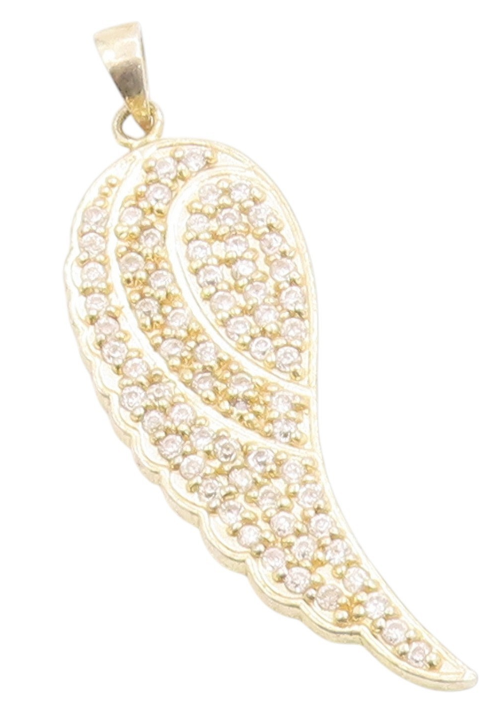925 Sterling Silver Vintage Pendant Gold Plated CZ Guardian Angel Wing  PT25361