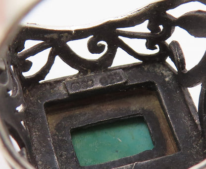 925 Sterling Silver Vintage Ring Turquoise Open Scrollwork Band  Sz 8  RG36633