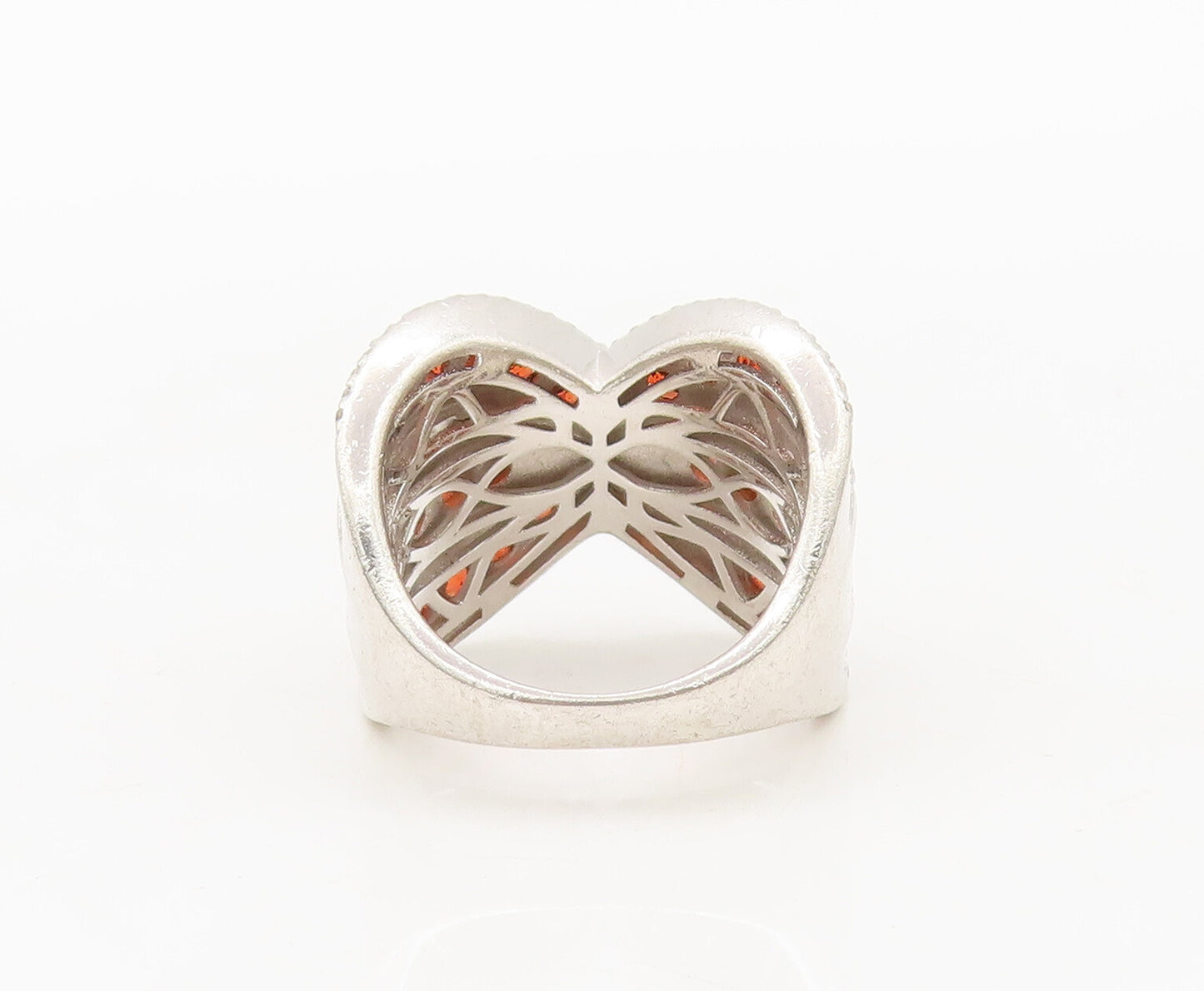 925 Silver Vintage Ring Broad Alternate Two Tone Cubic Zirconia Sz 6  RG27576