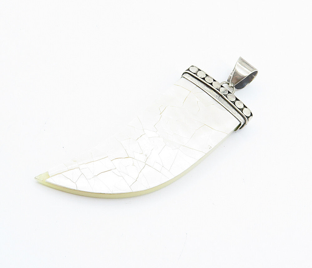 925 Sterling Silver  Vintage Mother Of Pearl Mosaic Dagger Pendant  PT6080