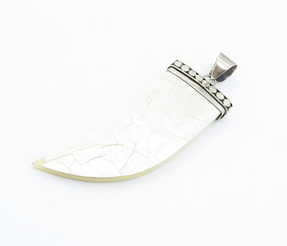 925 Sterling Silver  Vintage Mother Of Pearl Mosaic Dagger Pendant  PT6080