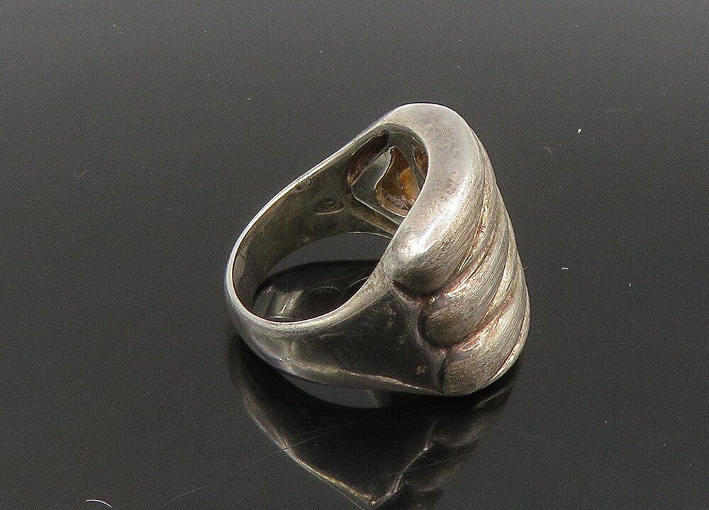 925 Sterling Silver  Vintage Fluted Square Design Band Ring Sz 6  RG23198