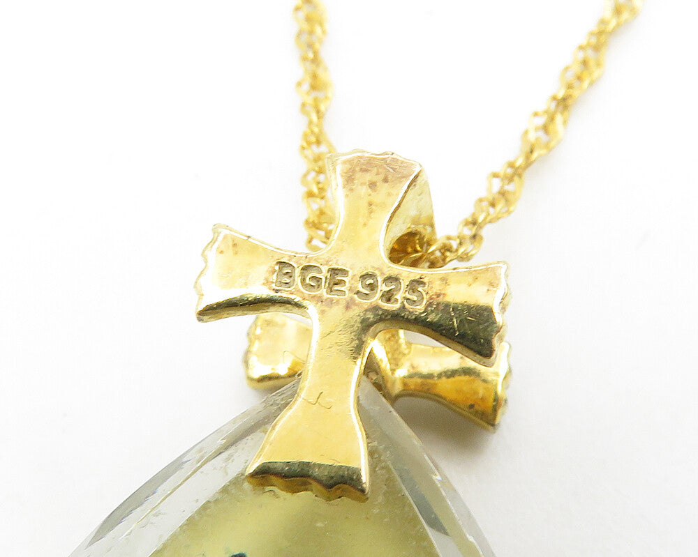 925 Sterling Silver  Vintage Garden Scene Heaven Quote Chain Necklace  NE1999