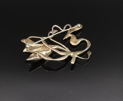 925 Sterling Silver  Vintage Modernist Flower Cutout Brooch Pin  BP9904