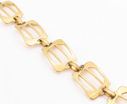 925 Sterling Silver Vintage Bracelet Gold Plated Cutout Designer   BT10645