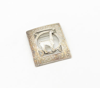 PERU 925 Sterling Silver  Vintage Antique Alpaca Animal Brooch Pin  BP6296