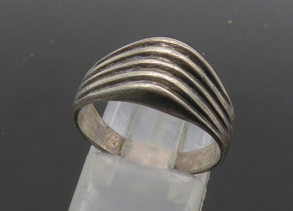 925 Sterling Silver  Vintage Shiny Ribbed Dome Band Ring Sz 7  RG20843