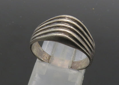 925 Sterling Silver  Vintage Shiny Ribbed Dome Band Ring Sz 7  RG20843