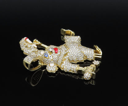 925 Silver  Vintage Gold Plated Sparkly Topaz & Enamel Figure Pendant  PT21463