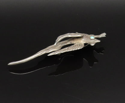 MEXICO 925 Silver  Vintage Antique Bird With Turquoise Eye Brooch Pin  BP9816