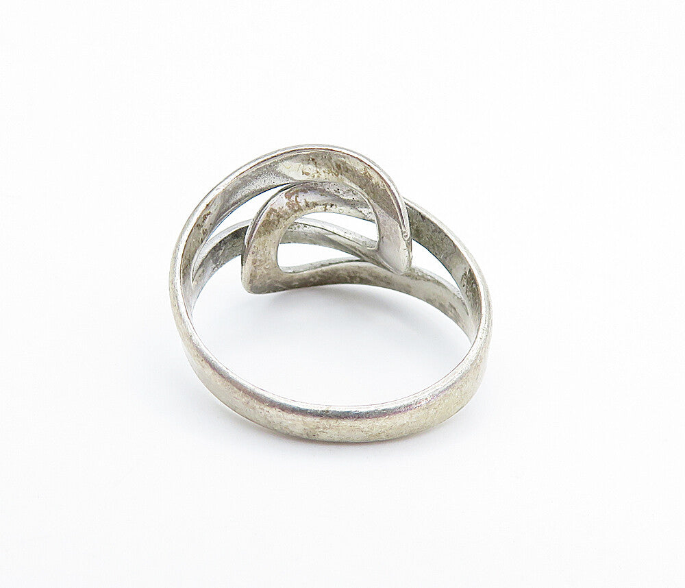 BEAU 925 Silver Vintage Interlocking Loop Bypass Style Band Ring Sz 5 RG6809