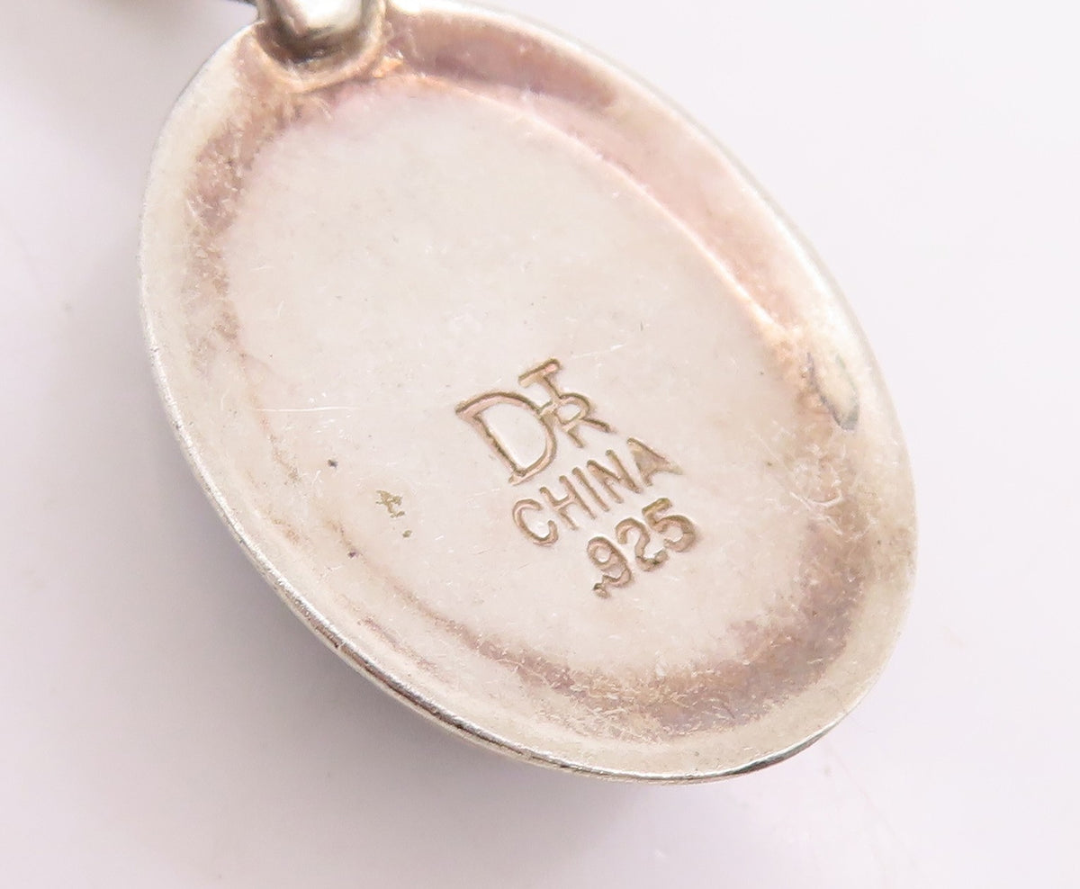 925 Sterling Silver Vintage Pendant DTR JAY KING Drusy Quartz Charm  PT25729