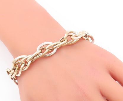 925 Sterling Silver Vintage Bracelet Gold Plated Designer Oval Loop Link BT10334