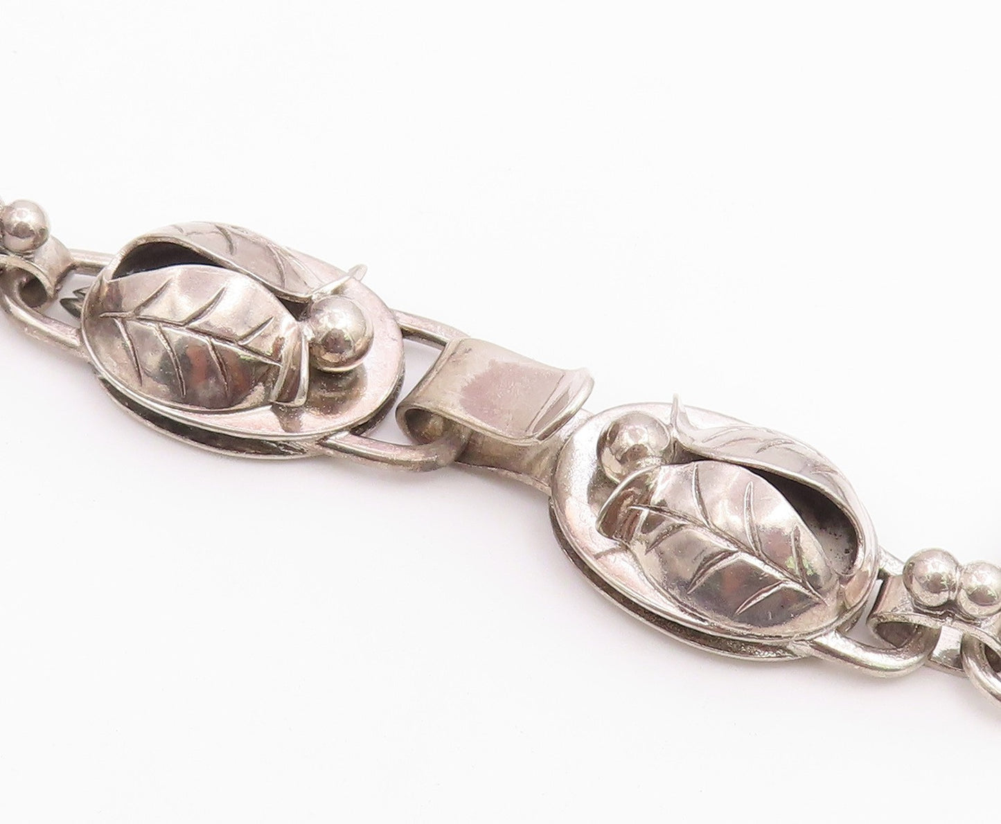 925 Sterling Silver Vintage Necklace LA PAGLIA Classic Floral Tulip Link  NE4890