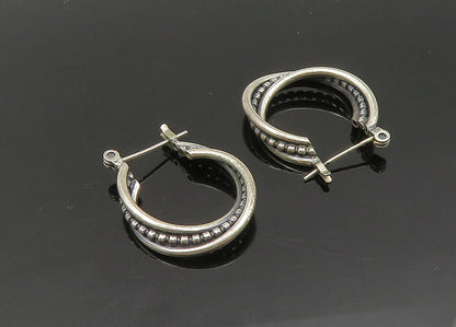 925 Sterling Silver  Vintage Petite Split Shank Round Hoop Earrings  EG10295
