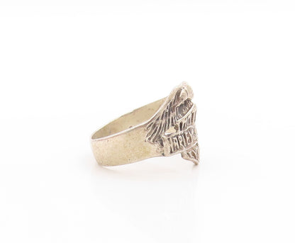 925 Sterling Silver Vintage Ring Harley Davidson With Eagle Band Sz 11.5 RG33659