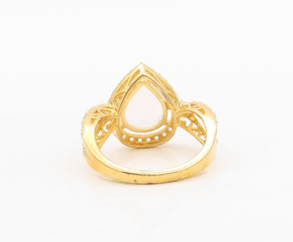 925 Sterling Silver Vintage Ring Gold Plated Drop Gemstone & CZ  Sz 7.5  RG30476