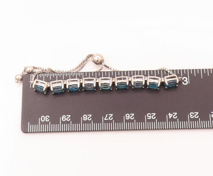 925 Sterling Silver Vintage Minimalist Oval Sapphire Bolo Bracelet BT9929