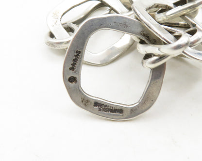 SARAB 925 Sterling Silver  Vintage Shiny Rounded Square Chain Bracelet  BT7965