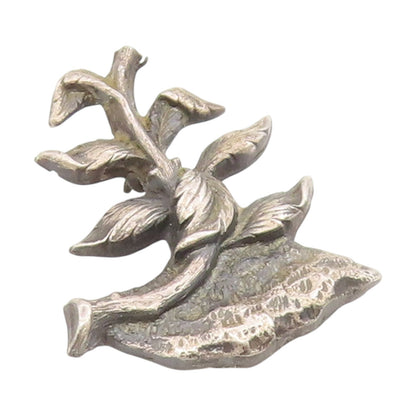 925 Sterling Silver Vintage Brooch Pin Botanical Floral Leaf Sculpture  BP12245