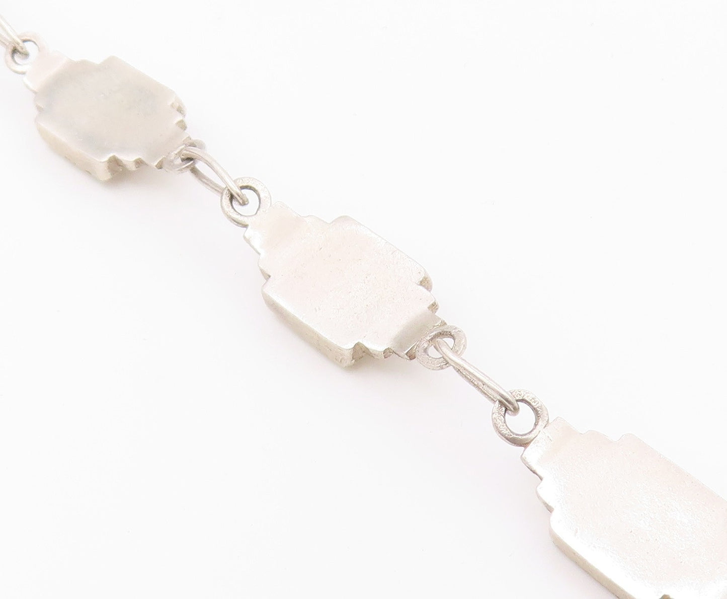 925 Sterling Silver  Vintage Textured Graduated Square Chain Bracelet  BT7037