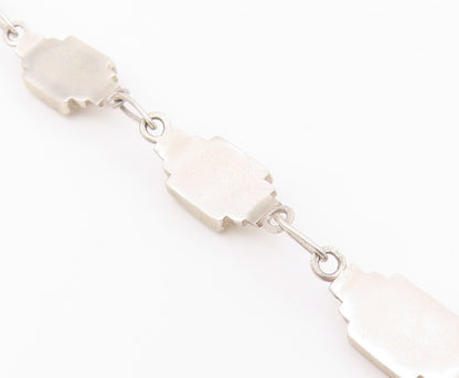 925 Sterling Silver  Vintage Textured Graduated Square Chain Bracelet  BT7037