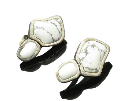 BARSE 925 Sterling Silver  Vintage Howlite Non Pierce Drop Earrings  EG9463