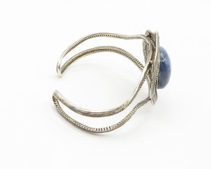 BARSE 925 Sterling Silver  Vintage Kyanite Floral Motif Cuff Bracelet  BT5733