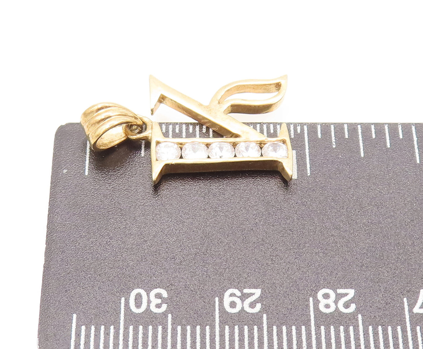 925 Sterling Silver  Vintage Gold Plated Calligraphy Cutout K Pendant  PT22334
