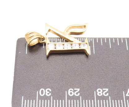 925 Sterling Silver  Vintage Gold Plated Calligraphy Cutout K Pendant  PT22334