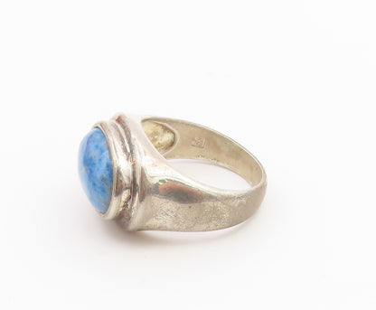 925 Sterling Silver Vintage Ring Classic Sodalite Statement Band  Sz 7  RG36857
