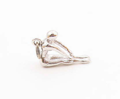 925 Sterling Silver  Vintage Petite Shiny Gymnast Sports Motif Pendant PT17833