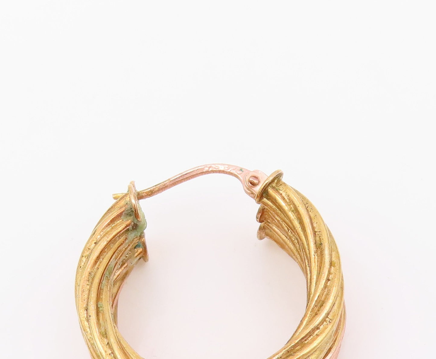 925 Sterling Silver Vintage Earrings Gold Plated Twisted Roped Hoops  EG13613