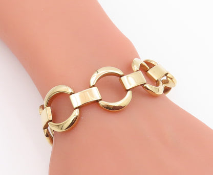 925 Sterling Silver Vintage Bracelet Gold Plated MILOR Geometric Link  BT11964