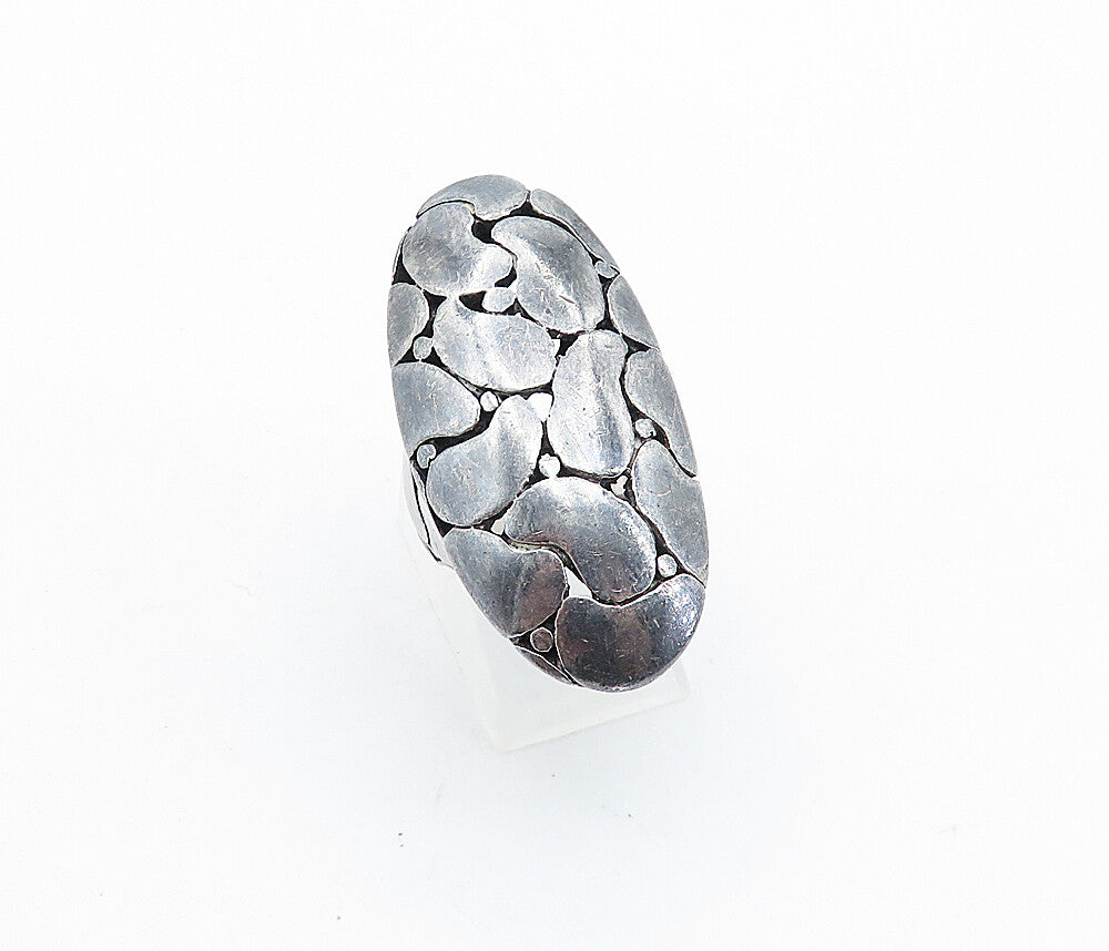 925 Sterling Silver  Vintage Dark Tone Oval Dome Cocktail Ring Sz 6  RG6105