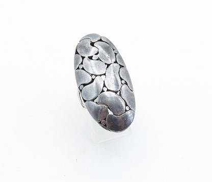 925 Sterling Silver  Vintage Dark Tone Oval Dome Cocktail Ring Sz 6  RG6105