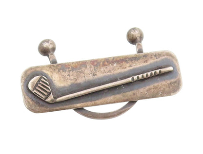 925 Sterling Silver Vintage Brooch Dark Tone Retro Golf Club Lapel Pin  BP11927