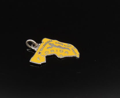 925 Sterling Silver  Vintage Enamel Florida State Souvenir Pendant  PT21284