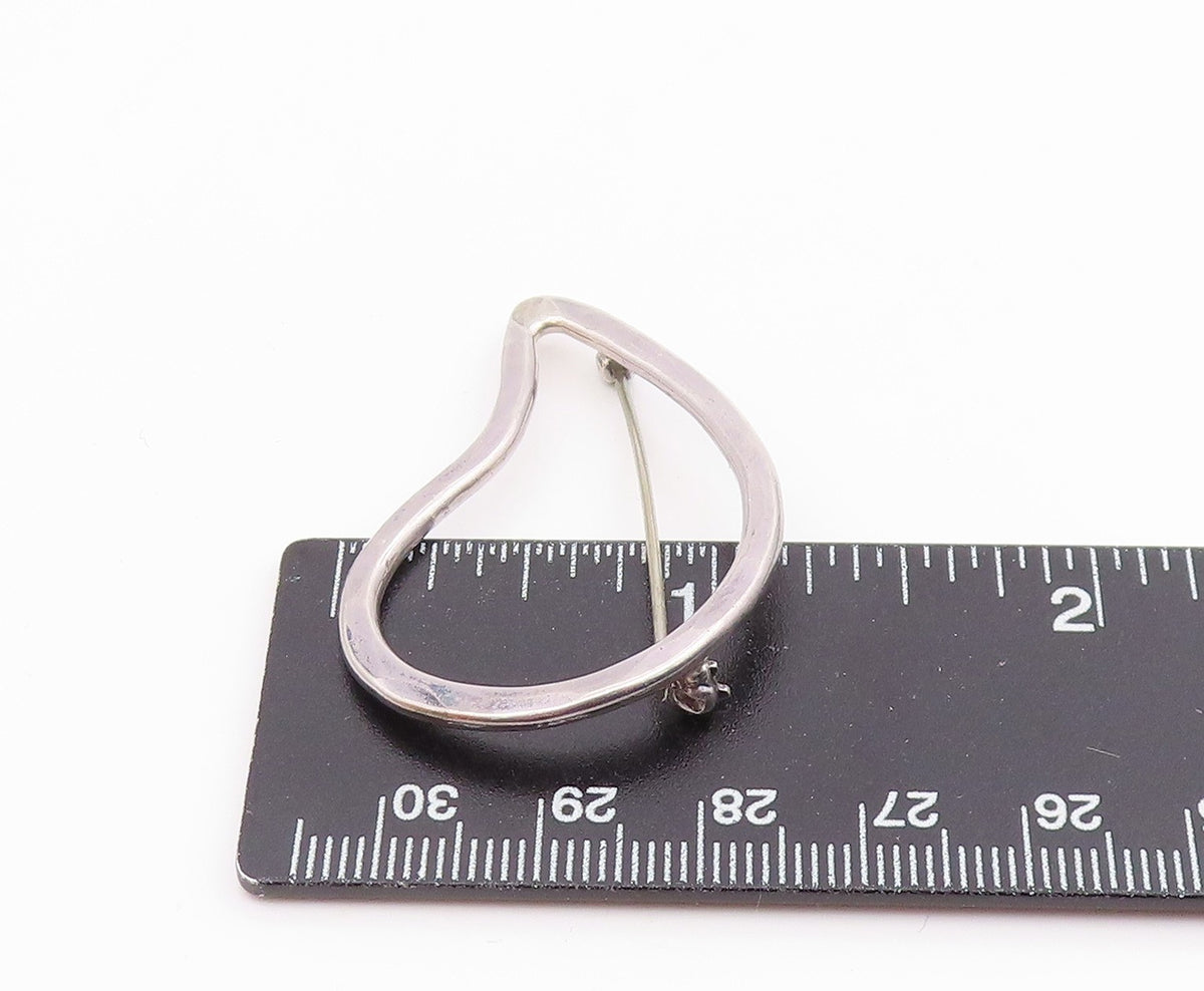 BECKERHOFF 925 Silver Vintage Minimalist Hammered Outline Brooch Pin  BP9788