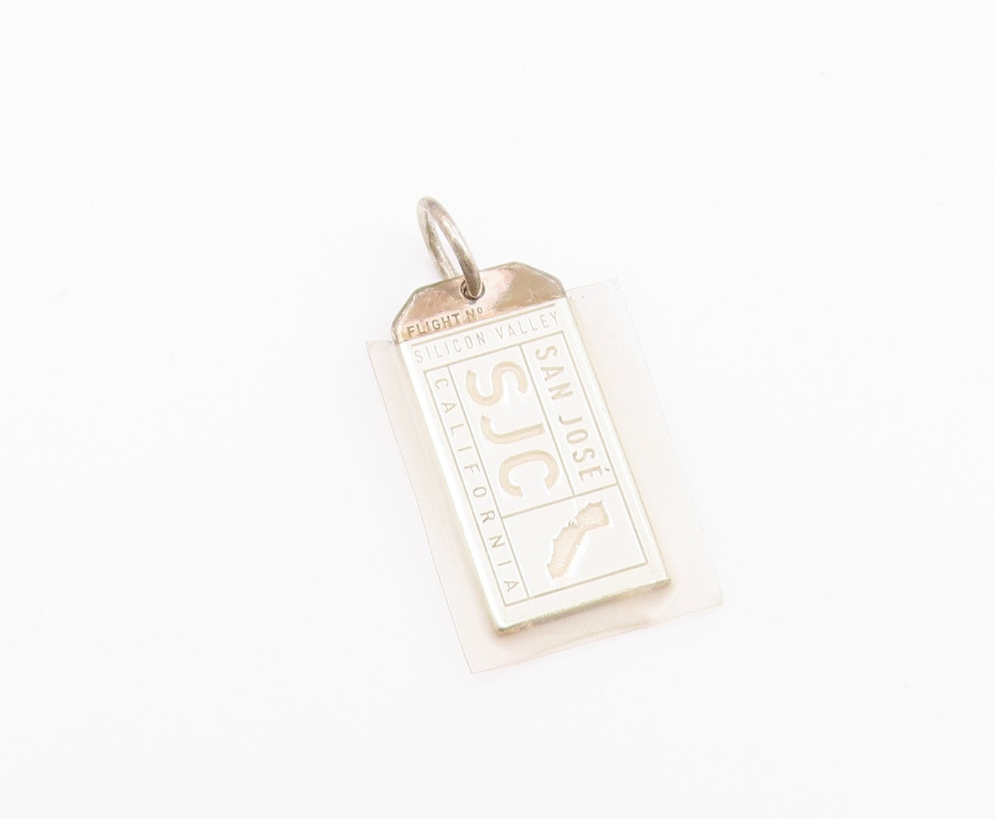 925 Sterling Silver  Shiny San Jose California 2 Tone Dog Tag Pendant  PT19440