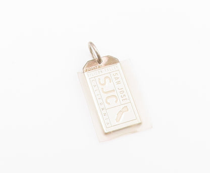 925 Sterling Silver  Shiny San Jose California 2 Tone Dog Tag Pendant  PT19440