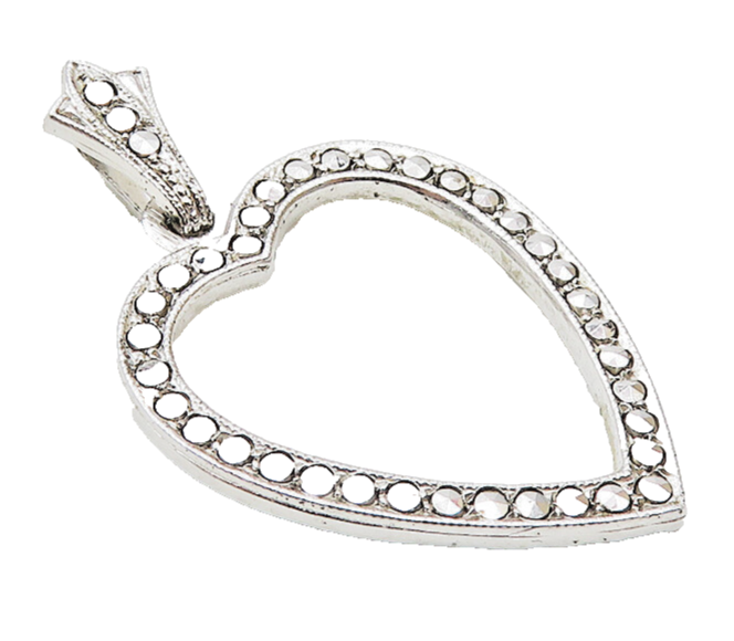 925 Sterling Silver  Sparkling Open Love Heart Drop Pendant  PT7624